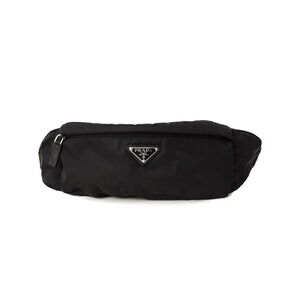 PRADA Re Saffiano Leather Belt Body Crossbody Bum Bag Body Black